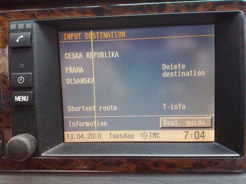 Hlavní MENU NAVI